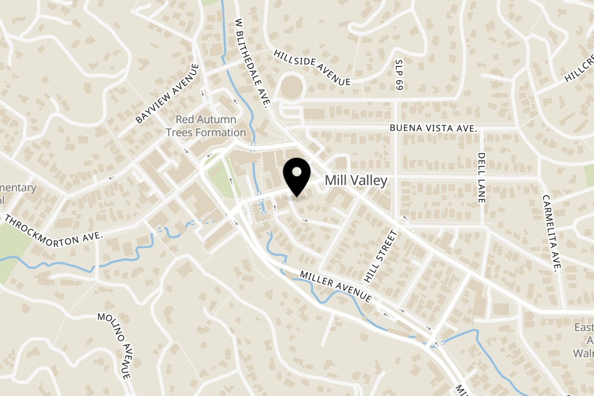 Map showing the location of Prabh Indian Kitchen on 24 Sunnyside Ave in Mill Valley